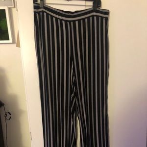 Black Striped Wide Leg Pants